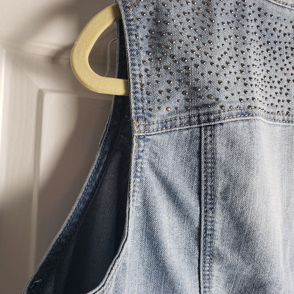 NWT CATO Light Wash Denim Jean Silver Studded Button Front Vest - Picture 8 of 8
